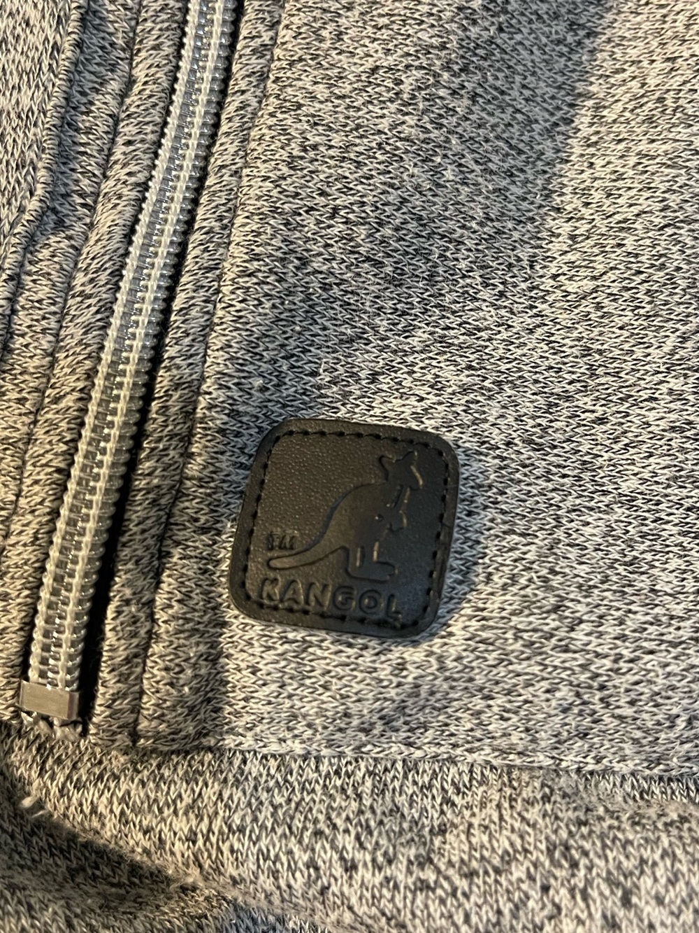 Kangol Vintage Style Heather Gray Quarter 1/4 Zip Hoodie Embroidered Logo Men L - Picture 4 of 7
